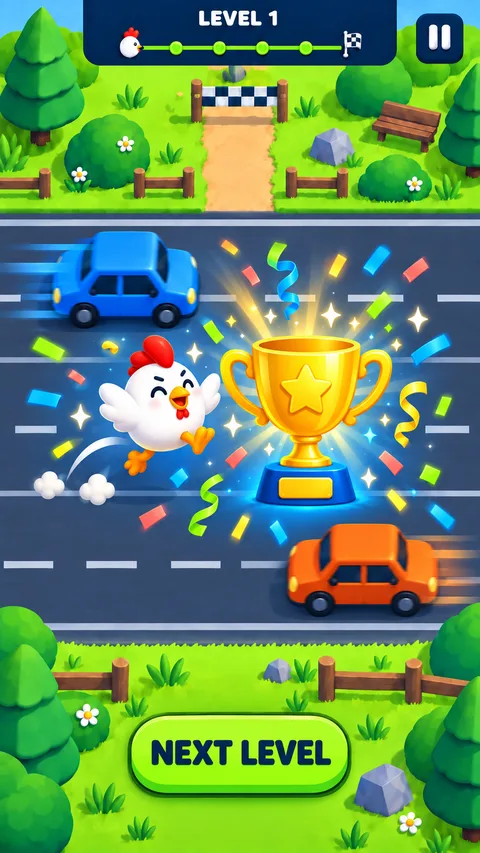 A crossing won, with the trophy and confetti